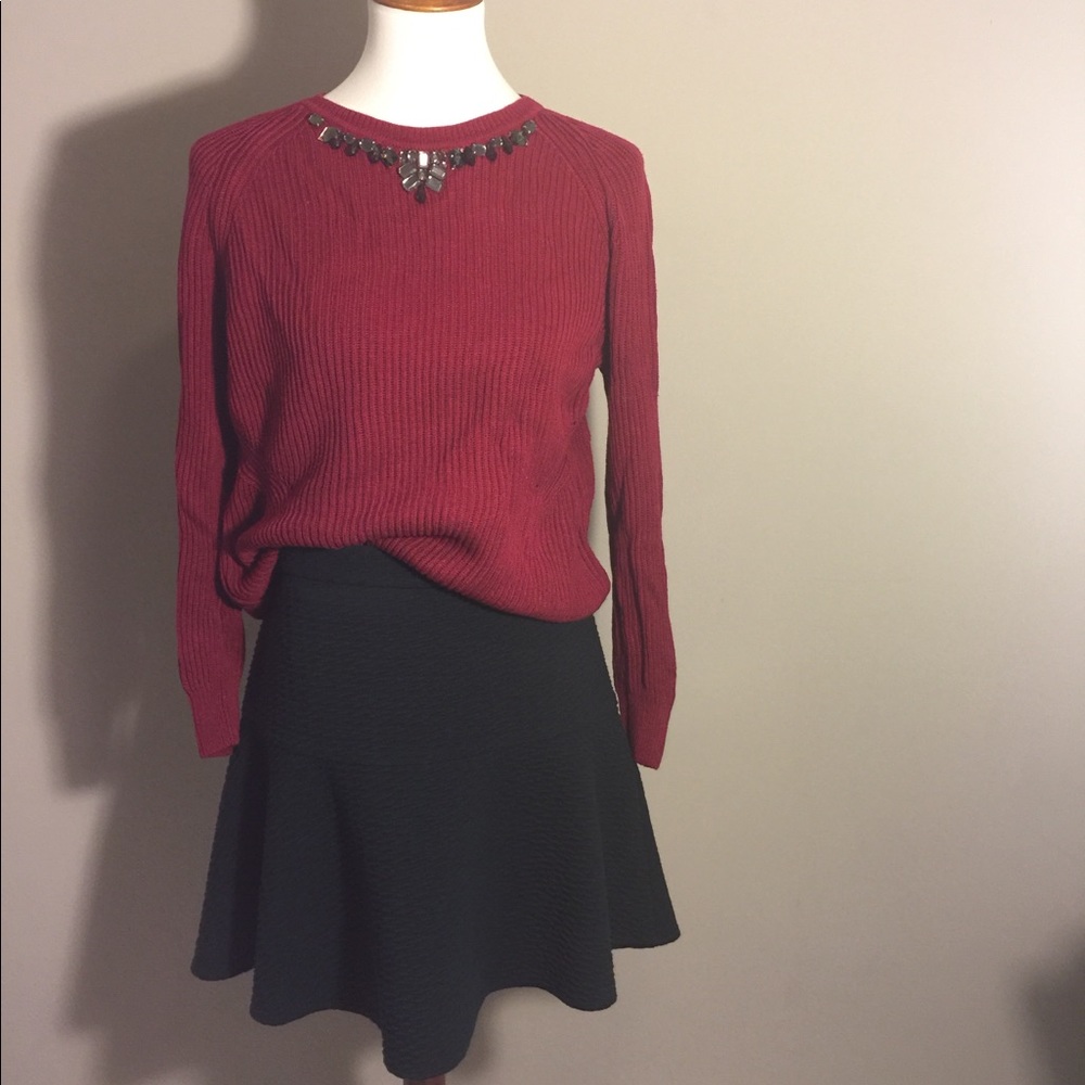 Pointelle Jeweled Sweater